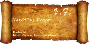 Vetési Fodor névjegykártya